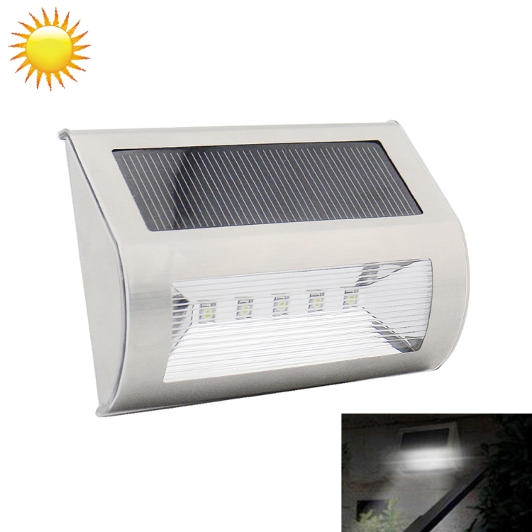 4V 5 LED White Light Outdoor Solar Light for Yard / Garden / Stairs / Outside Wall(Silver)