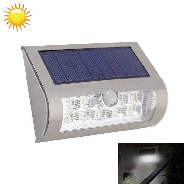 4V 9 LED White Light Outdoor Solar Motion Sensor Light for Yard / Garden / Stairs / Outside Wall(Silver)