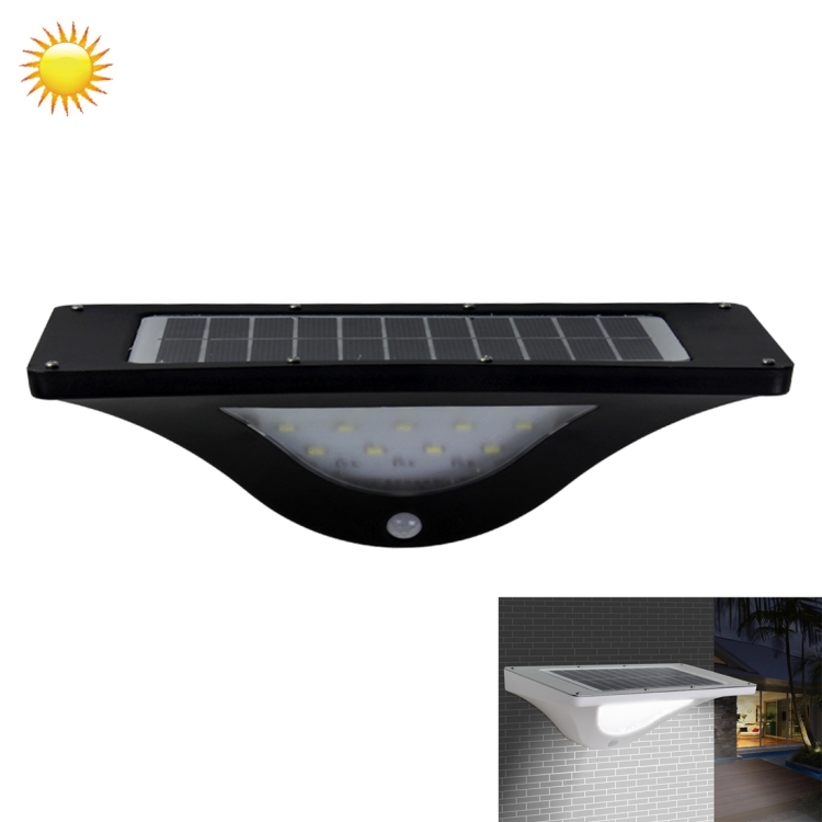 5.5V 16 LED White Light Outdoor Solar Motion Sensor Light for Yard / Garden / Home / Driveway / Stairs / Outside Wall(Black)