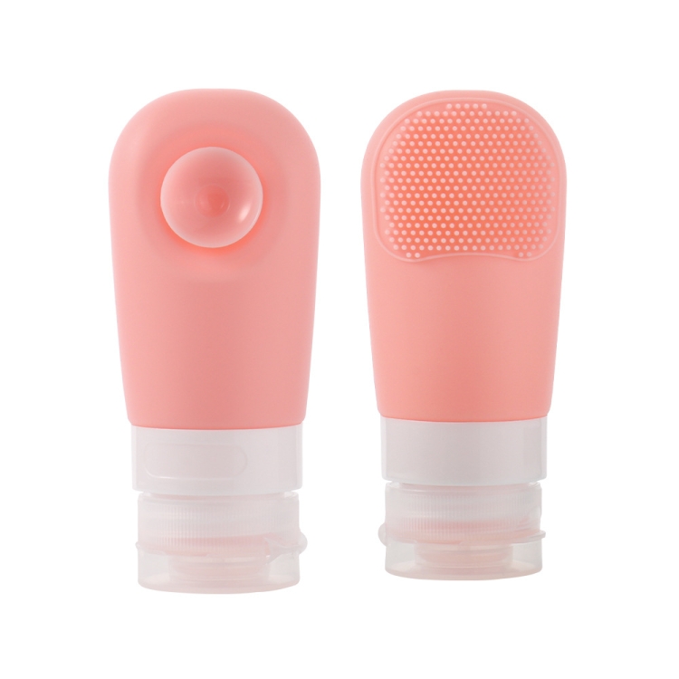 60ml Silicone Suction Cup With Brush Squeezed Bottle Portable Travel Storage Bottle(Pink)