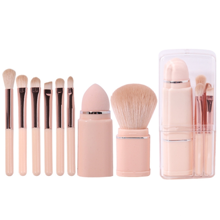 8-in-1 Square Makeup Brush Mini Portable Retractable Blush Brush Eye Shadow Brush Novice Makeup Set(Light-skinned)