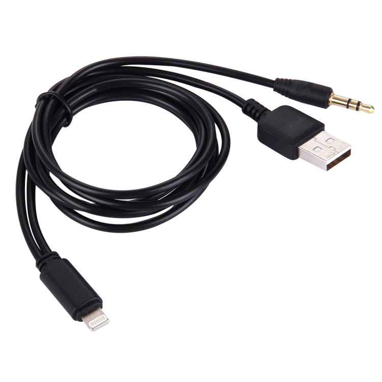8 Pin & 3.5mm to USB Audio AUX Cable for iPhone 7 / iPhone 7 Plus / iPhone 6 & 6s / iPhone 6 Plus & 6s Plus, Support iOS 10.3 Mobile Phones, Length: About 70cm(Black)