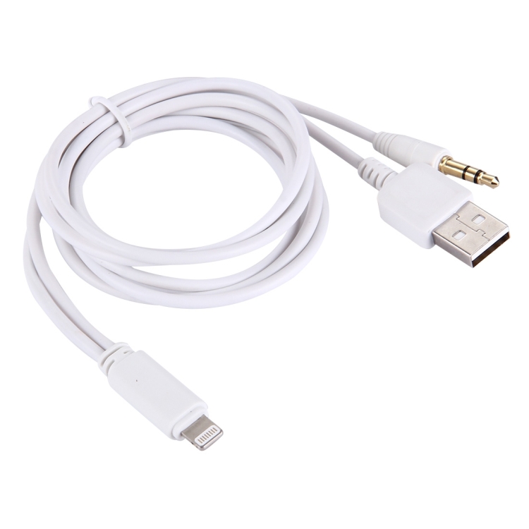 8 Pin & 3.5mm to USB Audio AUX Cable for iPhone 7 / iPhone 7 Plus / iPhone 6 & 6s / iPhone 6 Plus & 6s Plus, Support iOS 10.3 Mobile Phones, Length: About 70cm(White)