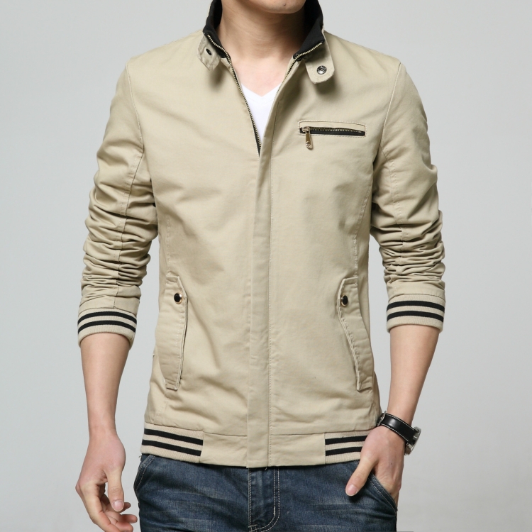 8803 Men Jacket Casual Coat, Size: L(Light khaki)