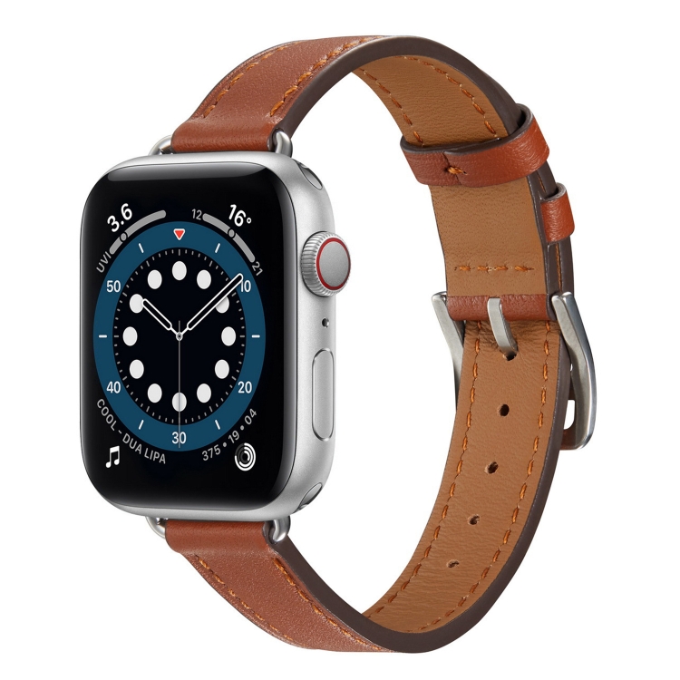 A Style Leather Watch Band Watch Band For Apple Watch Series 9&8&7 41mm / SE 3&SE 2&6&SE&5&4 40mm / 3&2&1 38mm(Brown)
