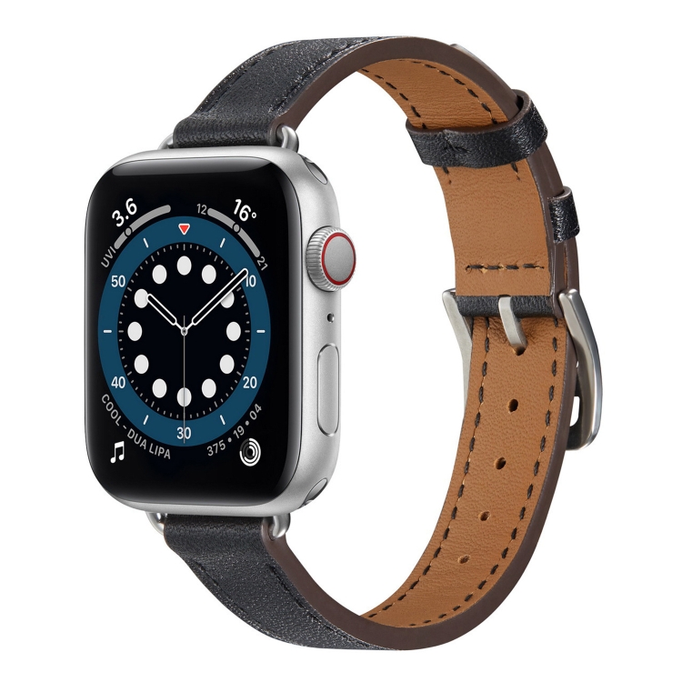 A Style Leather Watch Band Watch Band For Apple Watch Ultra 49mm&Watch Ultra 2 49mm / Series 9&8&7 45mm / SE 3&SE 2&6&SE&5&4 44mm / 3&2&1 42mm(Black)