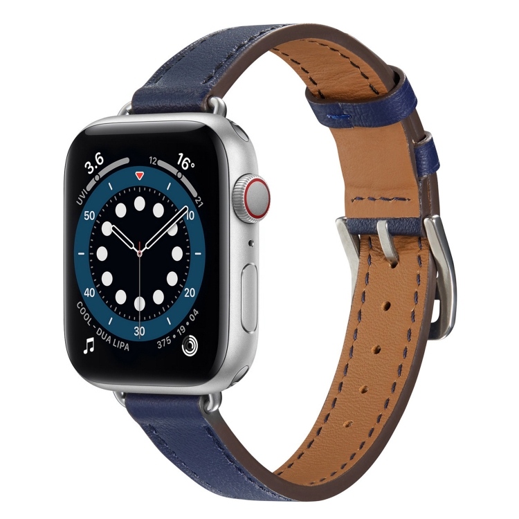 A Style Leather Watch Band Watch Band For Apple Watch Ultra 49mm&Watch Ultra 2 49mm / Series 9&8&7 45mm / SE 3&SE 2&6&SE&5&4 44mm / 3&2&1 42mm(Blue)