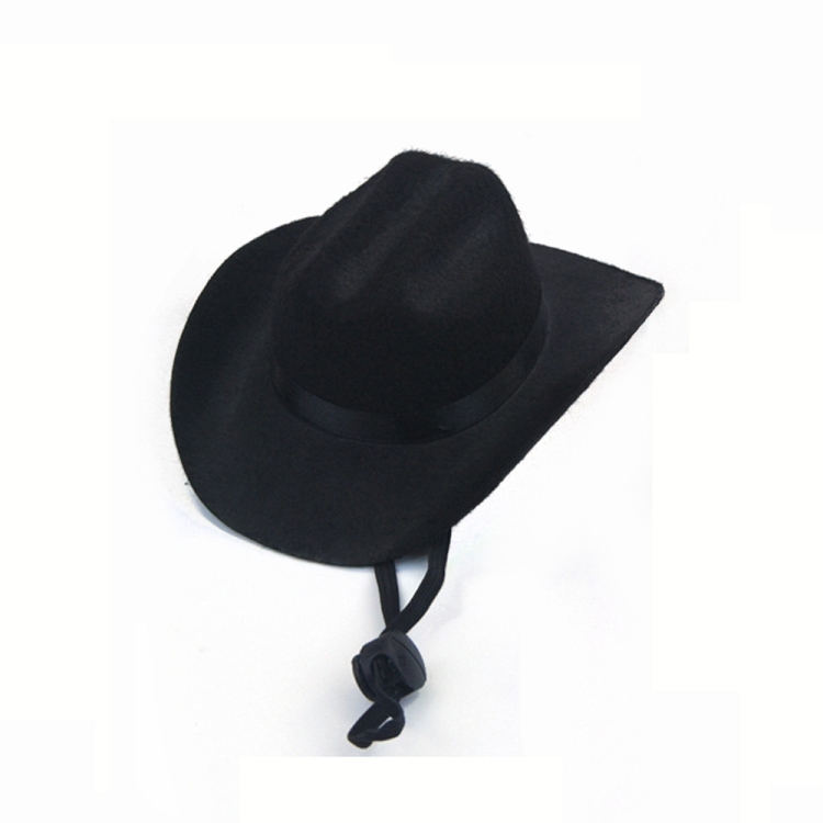Adjustable Pet Cowboy Hat Dog Cosplay Cap Holiday Costume Party Decoration, Size: M(Black)