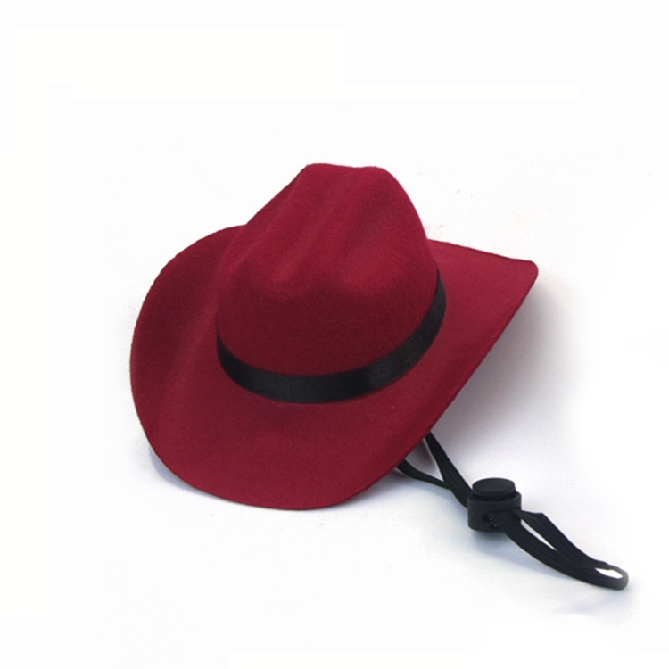 Adjustable Pet Cowboy Hat Dog Cosplay Cap Holiday Costume Party Decoration, Size: S(Wine Red)