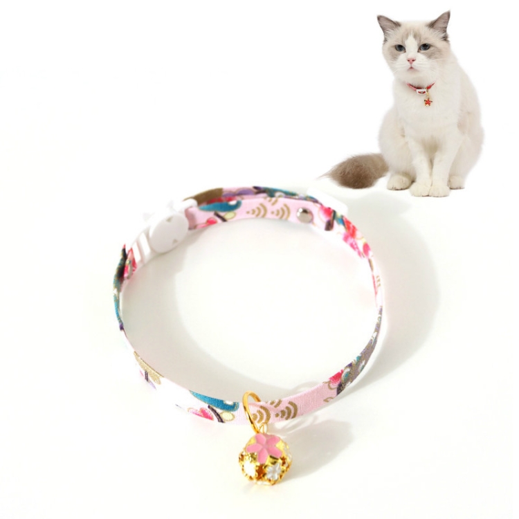 Adjustable Pet Flower Hollow Bell Collar Cat Dog Collar Accessories, Specification: S 17-32cm(Pink)