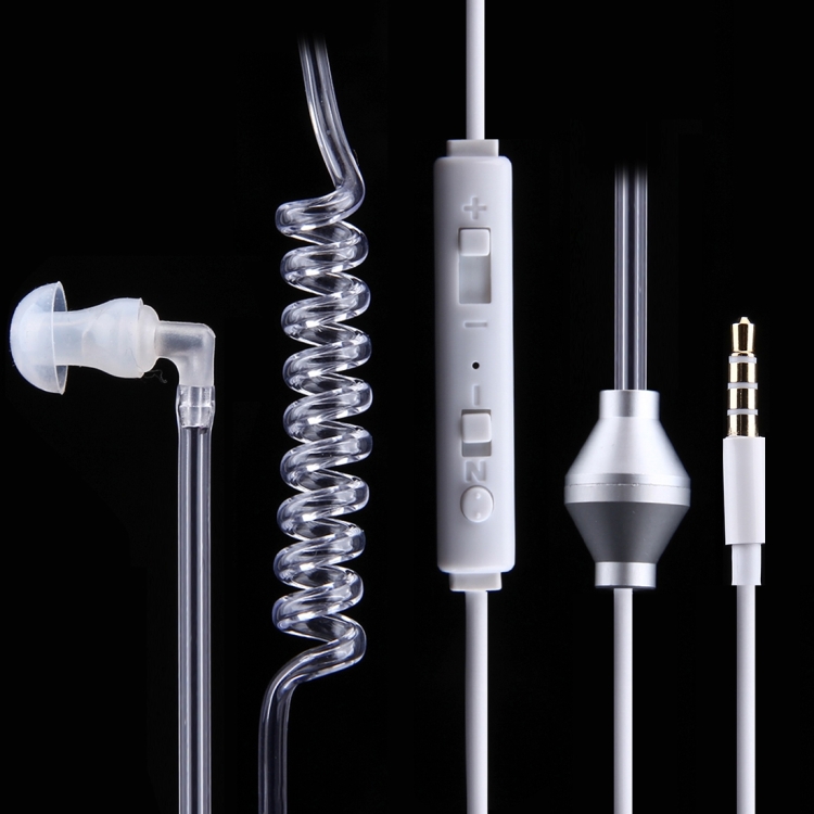 Air Spiral Duct Anti-radiation In-Ear Single Ear Earphone with Wire Control & MIC for Huawei, Samsung, HTC, Sony, Apple and Other Audio Devices with 3.5mm Earphone Port
