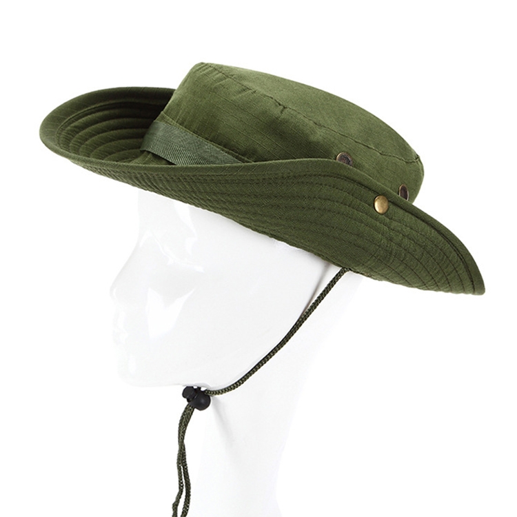AOTU AT8706 Outdoor Fishing and Mountaineering Round Brim Bucket Hat(Army Green)