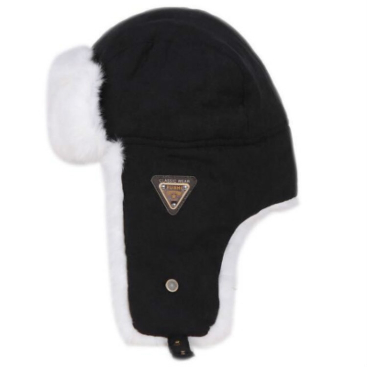 Autumn and Winter Outdoor Travel Windproof Warm Ear Protected Cap Flight Hats, Size:L（58-60cm）(Black)