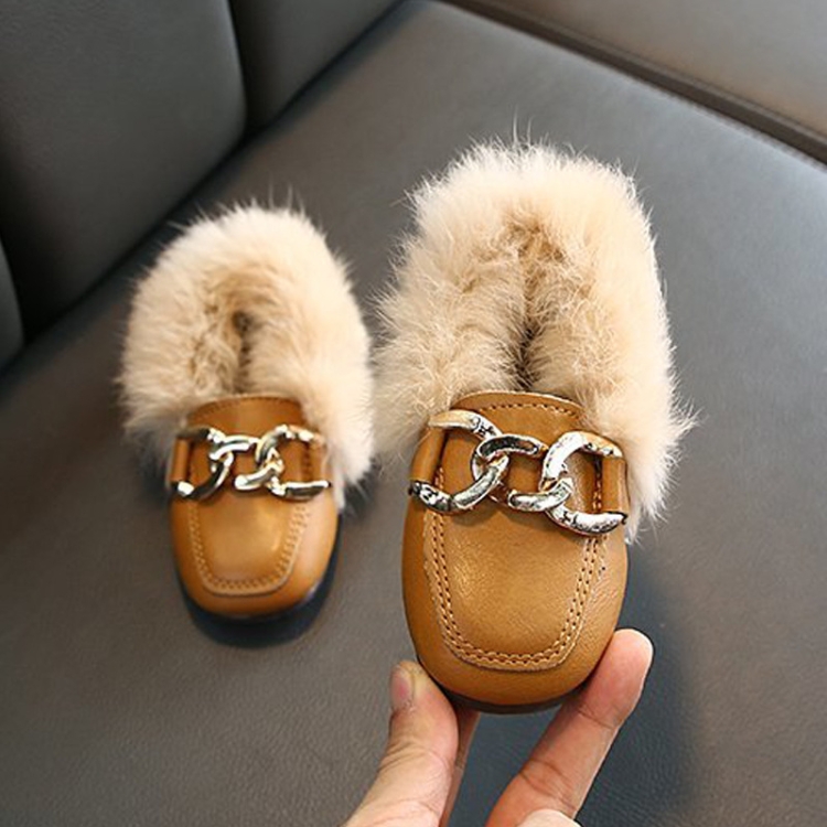 Autumn And Winter Plush Shoes Peas Shoes For Children, Size: 25 Yards 15.5cm(Yellow)