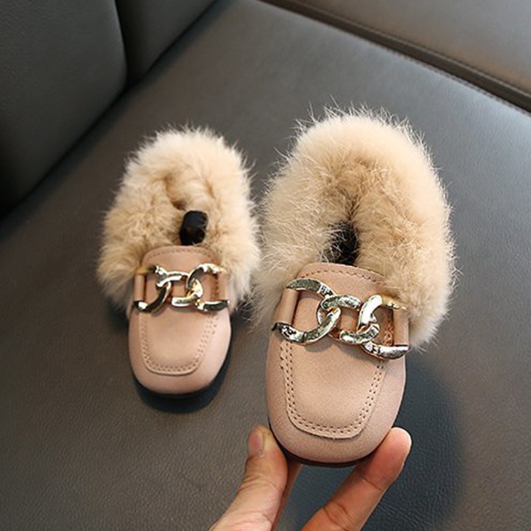 Autumn And Winter Plush Shoes Peas Shoes For Children, Size: 27 Yards 16.5cm(Pink)