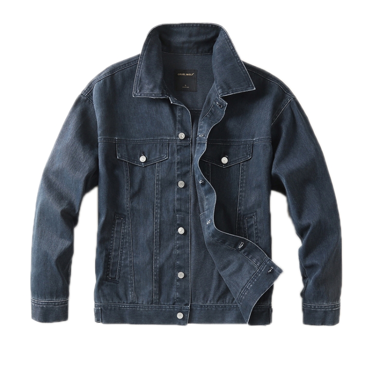 Autumn Winter Retro Denim Jacket Loose Work Jacket, Size: S(Blue)