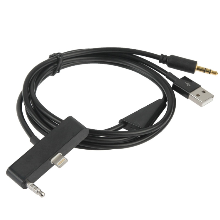 AUX Cable Car Audio / AUX Speaker Line, 8 pin Audio Adapter for iPhone 6, Length: 1m(Black)