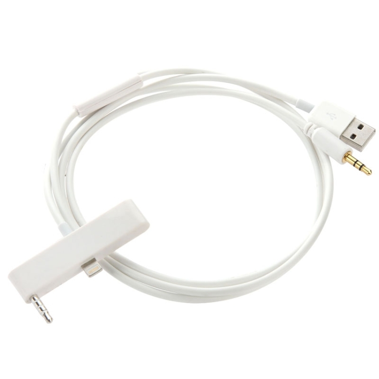 AUX Cable Car Audio / AUX Speaker Line, 8 pin Audio Adapter for iPhone 6 Plus, Length: 1m(White)