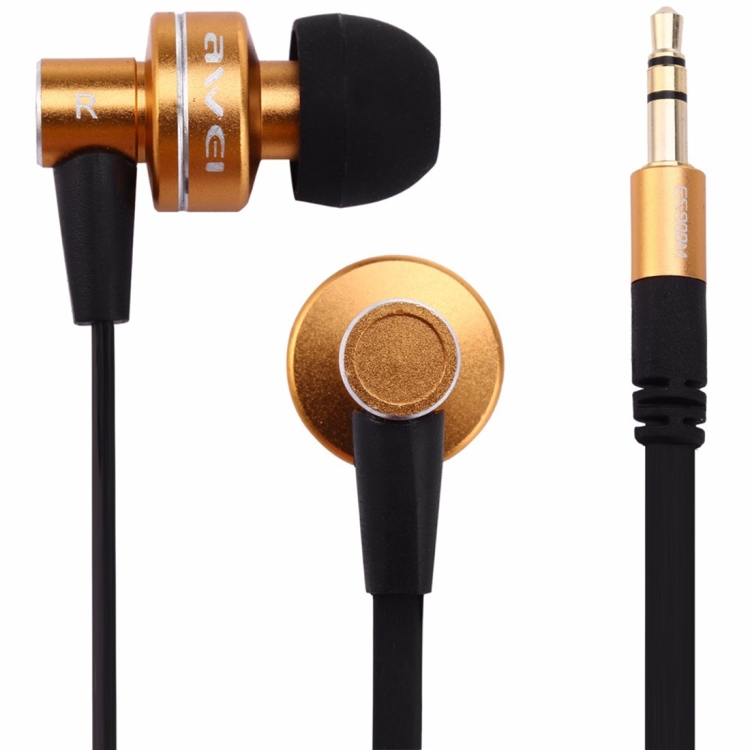 AWEI ES-900M 3.5mm In-Ear Stereo Wired Earphone for iPhone, Samsung, HTC, Sony and other Smartphones, PC, Game Machine(Gold)