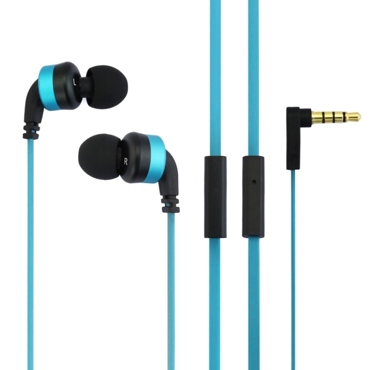 Awei-ES13i 3.5mm Plug Noodle Wired Style In-ear Stereo Earphone with Microphone for iPhone 6 & 6 Plus, iPhone 5 & 5S & 5C, Samsung Galaxy, Other Phones, Cable Length: about 1.2m(Blue)