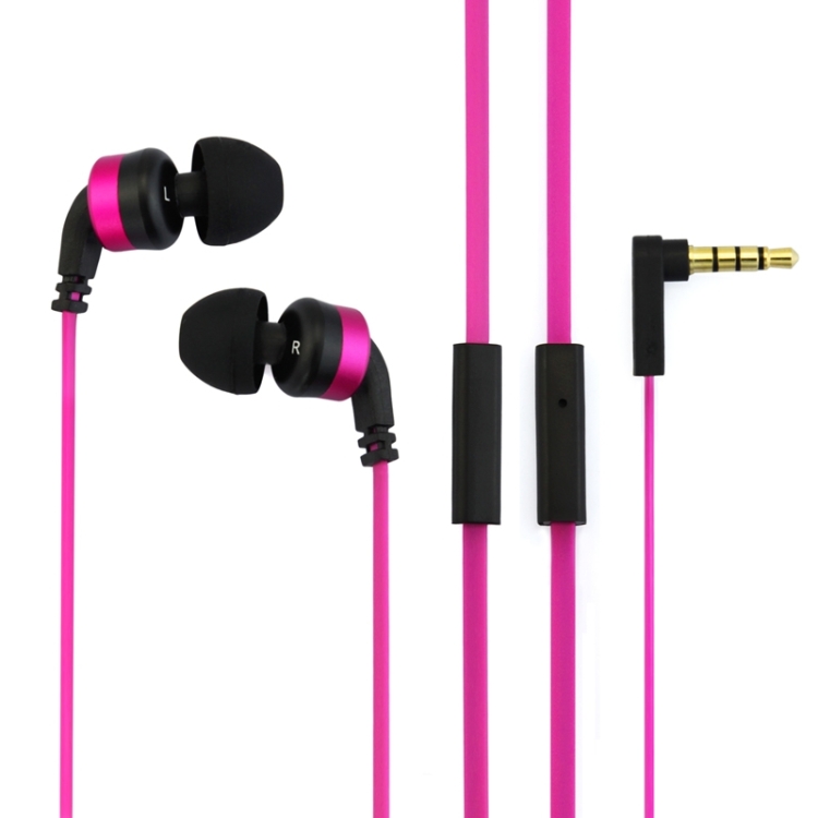Awei-ES13i 3.5mm Plug Noodle Wired Style In-ear Stereo Earphone with Microphone for iPhone 6 & 6 Plus, iPhone 5 & 5S & 5C, Samsung Galaxy, Other Phones, Cable Length: about 1.2m(Magenta)