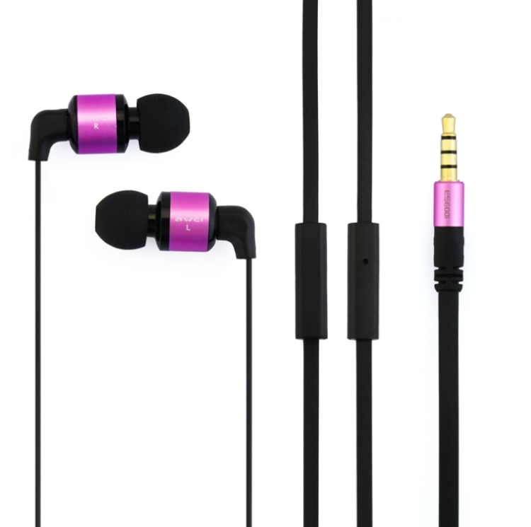 Awei-ES600i 3.5mm Plug Noodle Wired Style In-ear Stereo Earphone with Microphone for iPhone 6 & 6 Plus, iPhone 5 & 5S & 5C, Samsung Galaxy, Other Phones, Cable Length: about 1.2m(Purple)