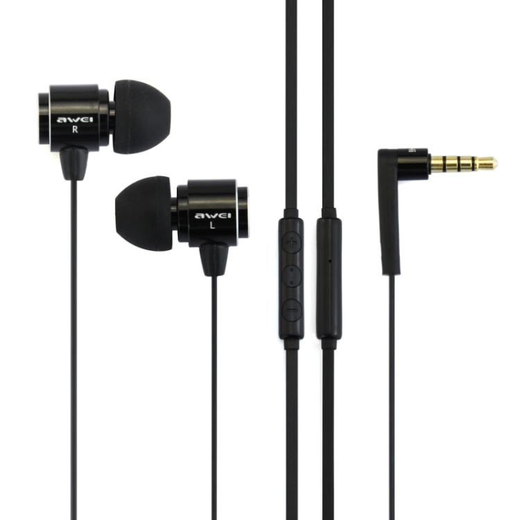 awei S10HI 3.5mm Plug Noodle Wire Style In-ear Stereo Earphone with Microphone for iPhone 6 & 6 Plus, iPhone 5 & 5S & 5C, Samsung Galaxy, Other Phones(Black)