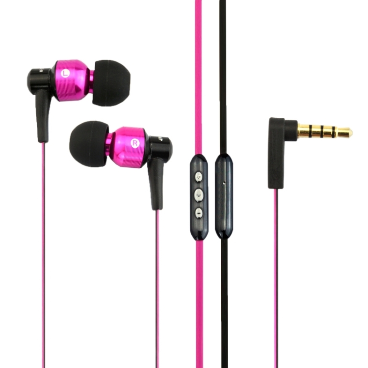 awei TE55VI 3.5mm Plug Noodle Wire Style In-ear Stereo Earphone with Microphone for  iPhone 6 & 6 Plus, iPhone 5 & 5S & 5C, iPhone 4 & 4S, Other Phones(Magenta)