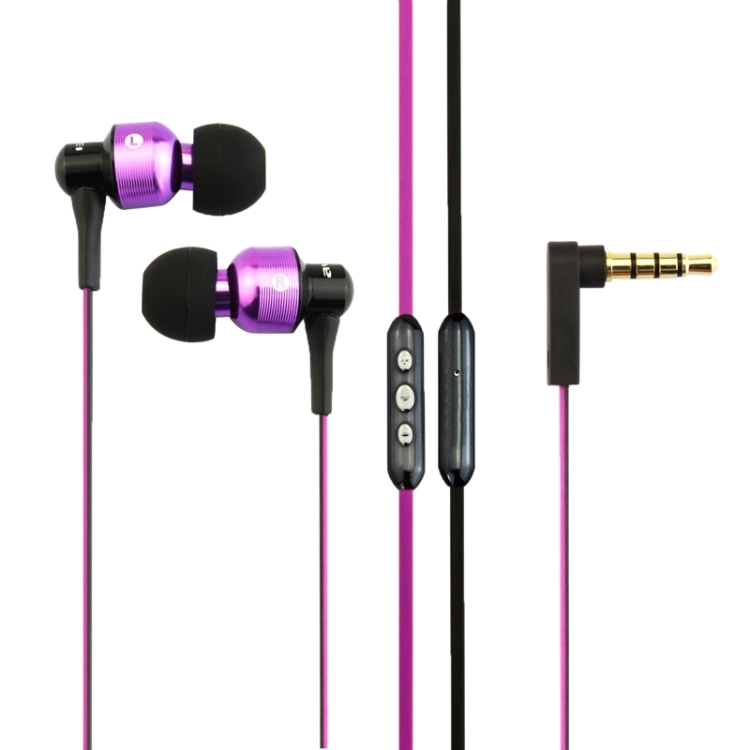 awei TE55VI 3.5mm Plug Noodle Wire Style In-ear Stereo Earphone with Microphone for  iPhone 6 & 6 Plus, iPhone 5 & 5S & 5C, iPhone 4 & 4S, Other Phones(Purple)