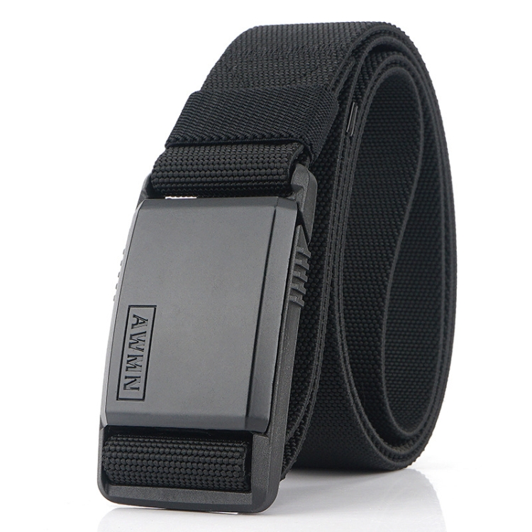 AWMN Metal Nylon Magnetic Buckle Fashion Casual Men Belt, Length: 125cm(Black Cap Black)