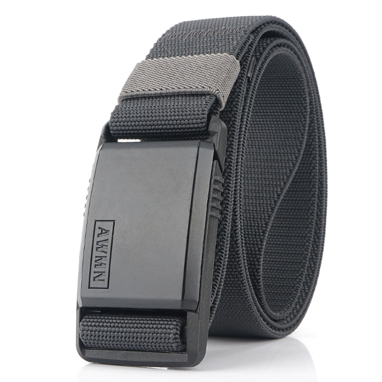 AWMN Metal Nylon Magnetic Buckle Fashion Casual Men Belt, Length: 125cm(Black Cap Dark Gray)