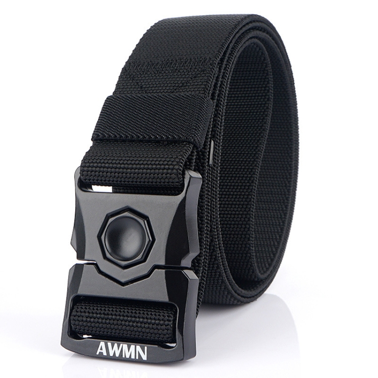 AWMN Outdoor Men Versatile Buckle Elastic Belt, Length: 120cm(Black)