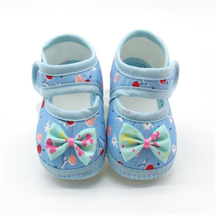 Baby Infant Shoes Girls Dot Lace Soft Sole Prewalker Warm Casual Flats Shoes(Butterfly Blue)