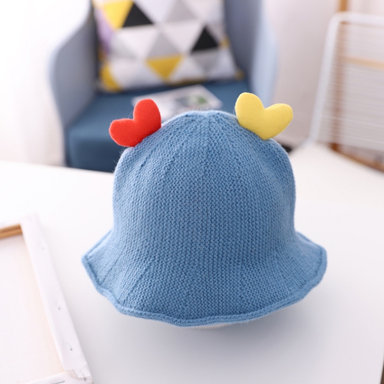 Baby Love-heart Knitted Hat Children Wild Knitted Fisherman Hat, Size: L(Blue)