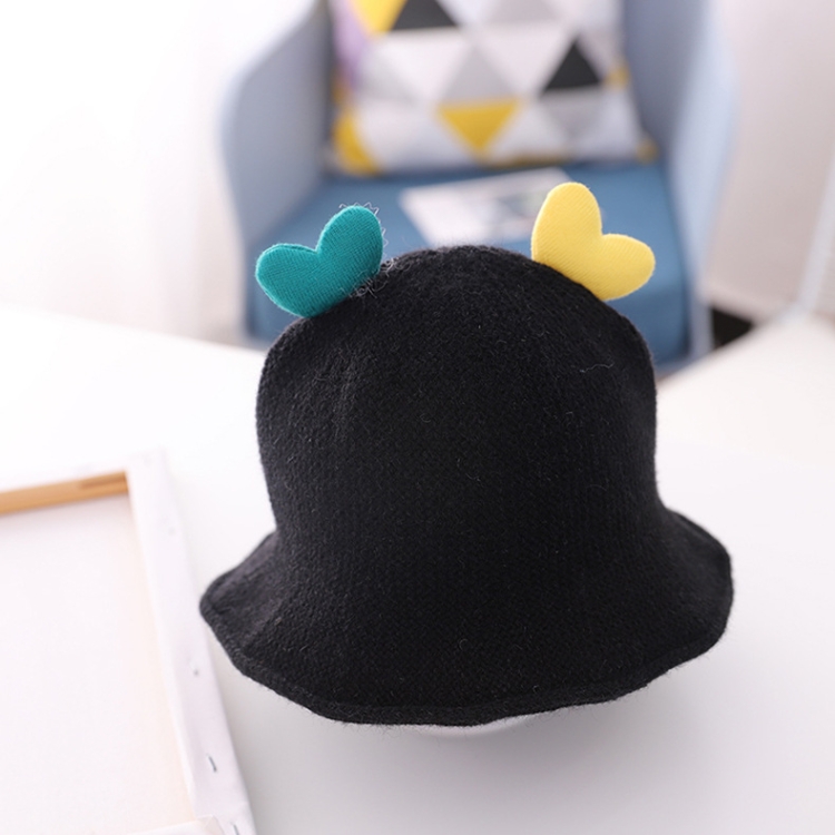 Baby Love-heart Knitted Hat Children Wild Knitted Fisherman Hat, Size: S(Black)