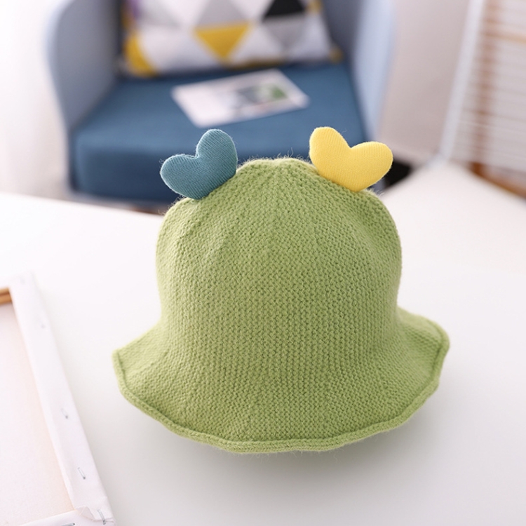 Baby Love-heart Knitted Hat Children Wild Knitted Fisherman Hat, Size: S(Grass Green)