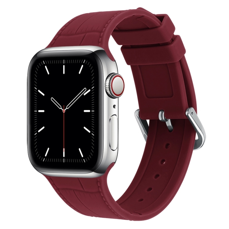 Bamboo Joint Silicone Watch Band For Apple Watch Series 7 45mm / 6 & SE & 5 & 4 44mm / 3 & 2 & 1 42mm(Wine Red)