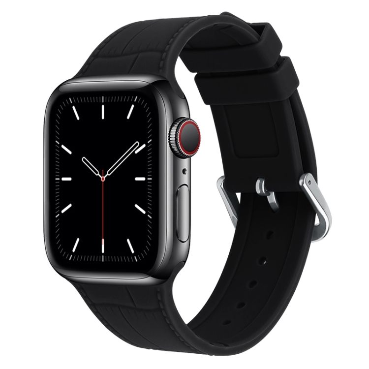 Bamboo Joint Silicone Watch Band For Apple Watch Series 9&8&7 41mm / SE 3&SE 2&6&SE&5&4 40mm / 3&2&1 38mm(Black)