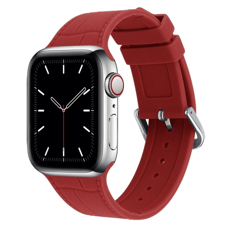 Bamboo Joint Silicone Watch Band For Apple Watch Ultra 49mm&Watch Ultra 2 49mm / Series 9&8&7 45mm / SE 3&SE 2&6&SE&5&4 44mm / 3&2&1 42mm(Red)