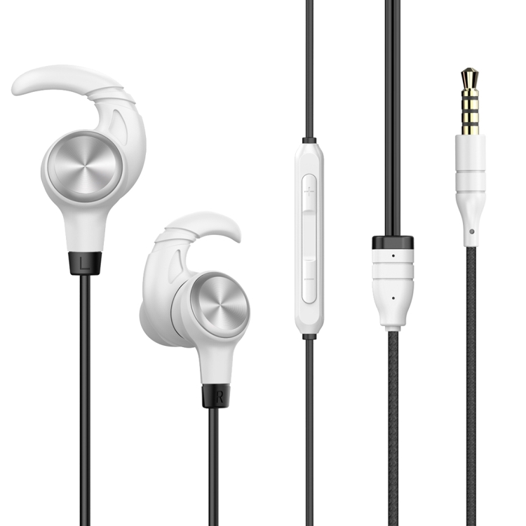 Baseus Encok H31 Wired Control Passive Noise-cancelling In-Ear Ear-hook HiFi Earphone with Mic for iPhone, iPad, iPod, Samsung, HTC, Sony, Huawei, Xiaomi and Other Audio Devices with 3.5mm Earphone Ports(White)