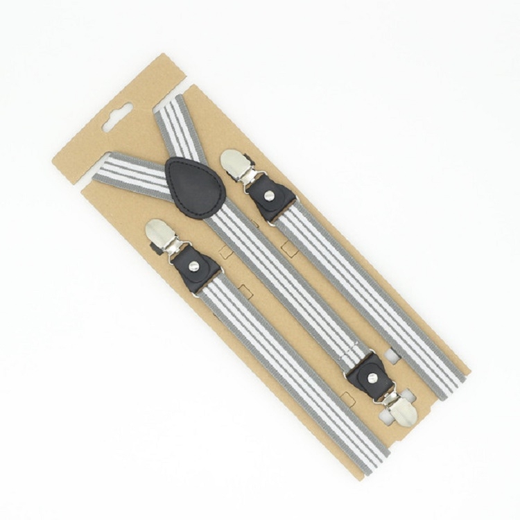 Bib Pants Anti-drop Clips Y Shape Shoulder Strap Clip for Men / Women(Gray White Stripes)