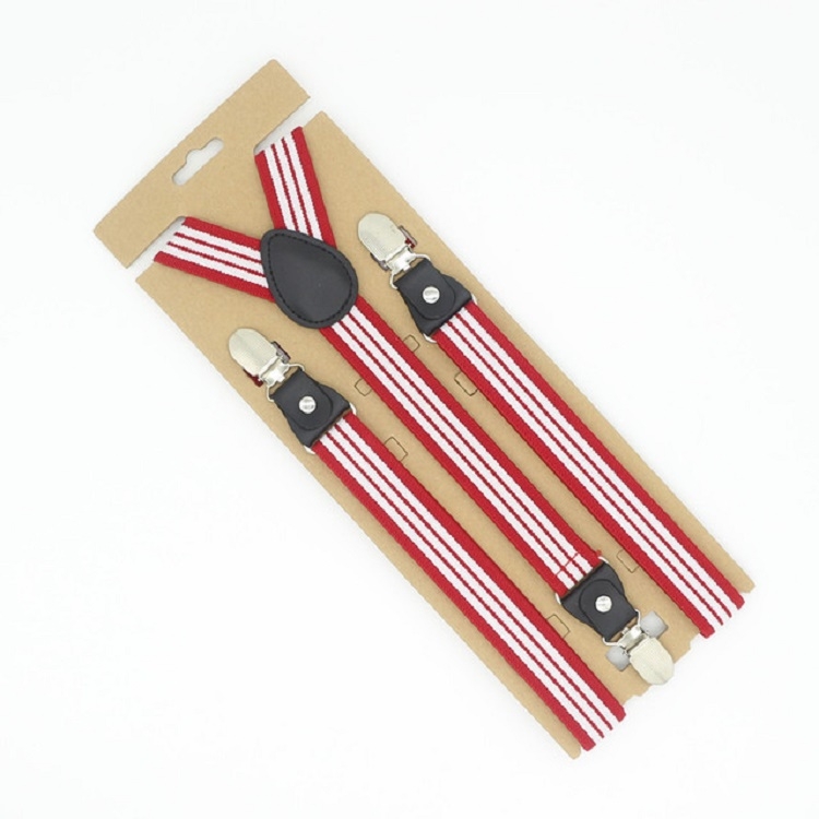 Bib Pants Anti-drop Clips Y Shape Shoulder Strap Clip for Men / Women(Red White Stripes)