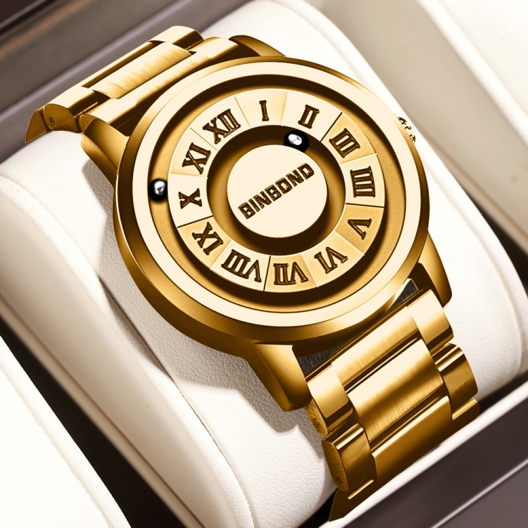 BINBOND B234 30m Waterproof Magnetic Suspension Watch, Color: Full Gold-Gold