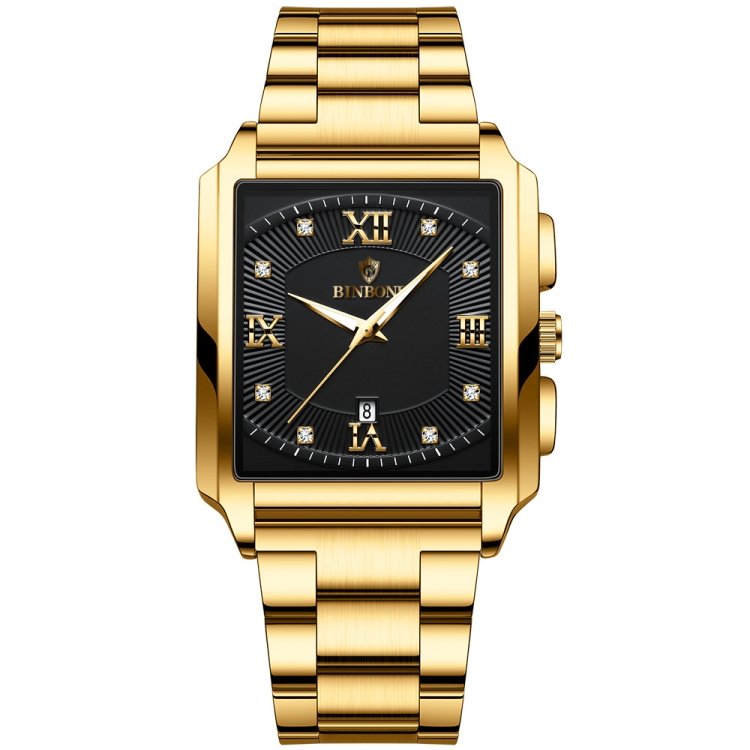 BINBOND B4143 Rectangular Outdoor Men Waterproof Quartz Watches(Full Gold-Black)