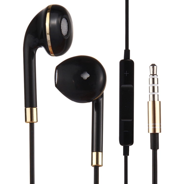 Black Wire Body 3.5mm In-Ear Earphone with Line Control & Mic for iPhone, Samsung, HTC, Sony and other Smartphones(Gold)
