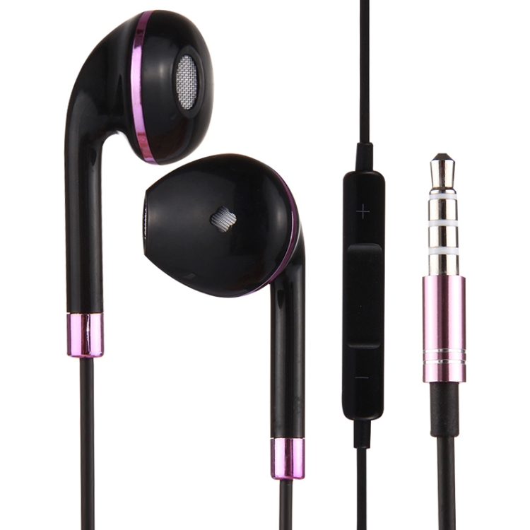 Black Wire Body 3.5mm In-Ear Earphone with Line Control & Mic for iPhone, Samsung, HTC, Sony and other Smartphones(Purple)