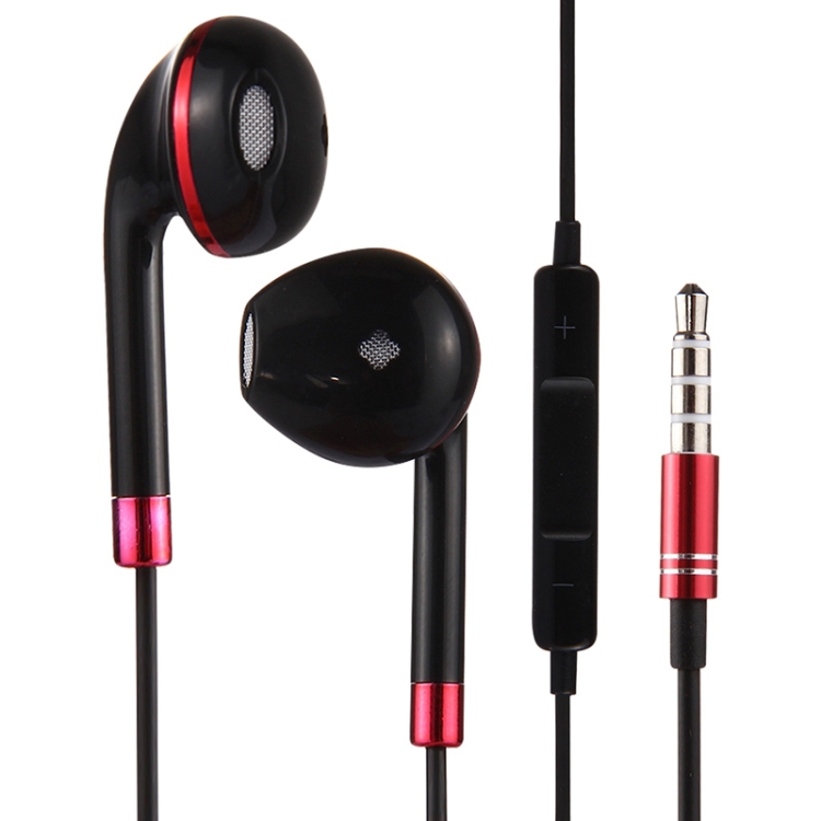 Black Wire Body 3.5mm In-Ear Earphone with Line Control & Mic for iPhone, Samsung, HTC, Sony and other Smartphones(Red)