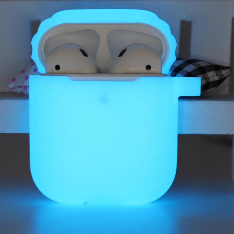 Bluetooth Earphone Soft Silicone Case For AirPods1/2 (Luminous Light Blue)