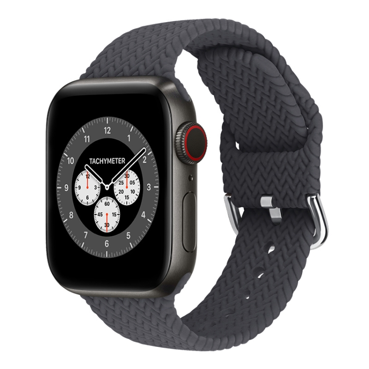 Braided Silicone Watch Band with Buckle For Apple Watch Ultra 49mm&Watch Ultra 2 49mm / Series 9&8&7 45mm / SE 3&SE 2&6&SE&5&4 44mm / 3&2&1 42mm(Charcoal)