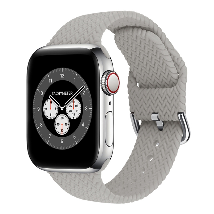 Braided Silicone Watch Band with Buckle For Apple Watch Ultra 49mm&Watch Ultra 2 49mm / Series 9&8&7 45mm / SE 3&SE 2&6&SE&5&4 44mm / 3&2&1 42mm(Gray)